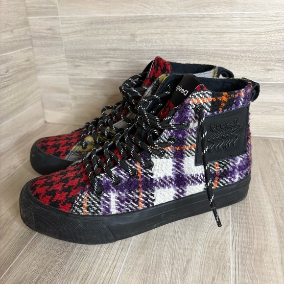 desigual TARTAN HIGH-TOP SNEAKERS plaid textured - Picture 11 of 12